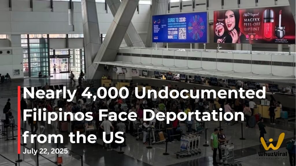 Filipino travelers at NAIA Airport preparing to return home, highlighting the reality faced by undocumented OFWs deported from the United States.